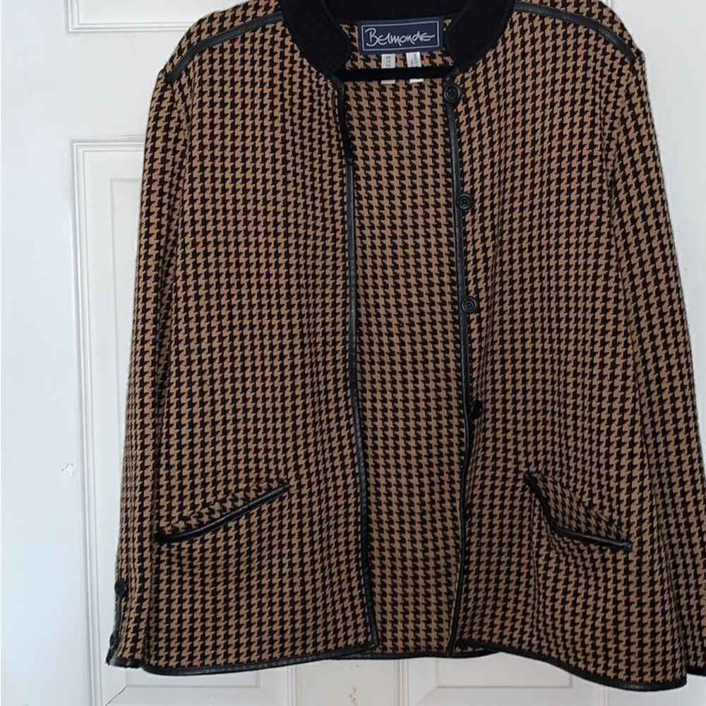 Women's Houndstooth Jacket - Brown - image 1